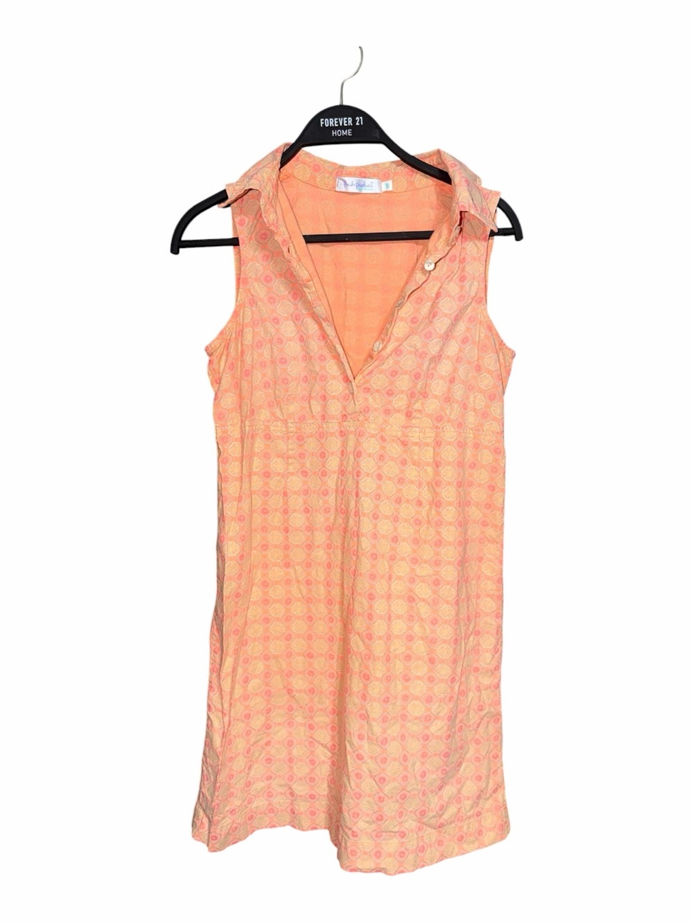 fresh produce Peach Printed Sleeveless Collared Dress